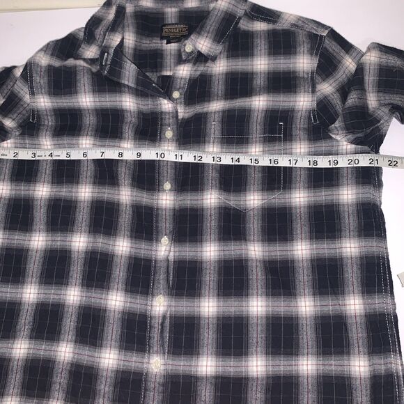Pendleton Cotton Shirt Womens Size Large Blue Gray Red Plaid Flannel Soft Preppy - Picture 6 of 9